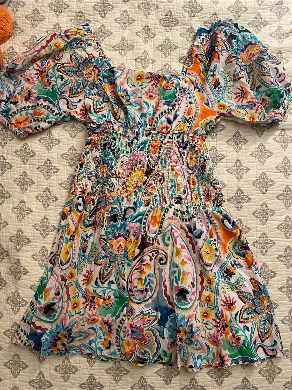 VENUS Multicolor Paisley Smocked Waist Dress
